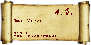 Aman Vince névjegykártya